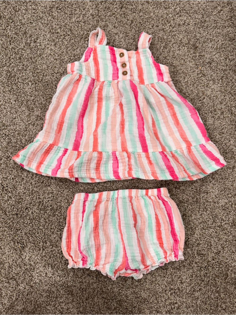 Striped Pink & Mint Toddler Sundress Set - Brand Unspecified